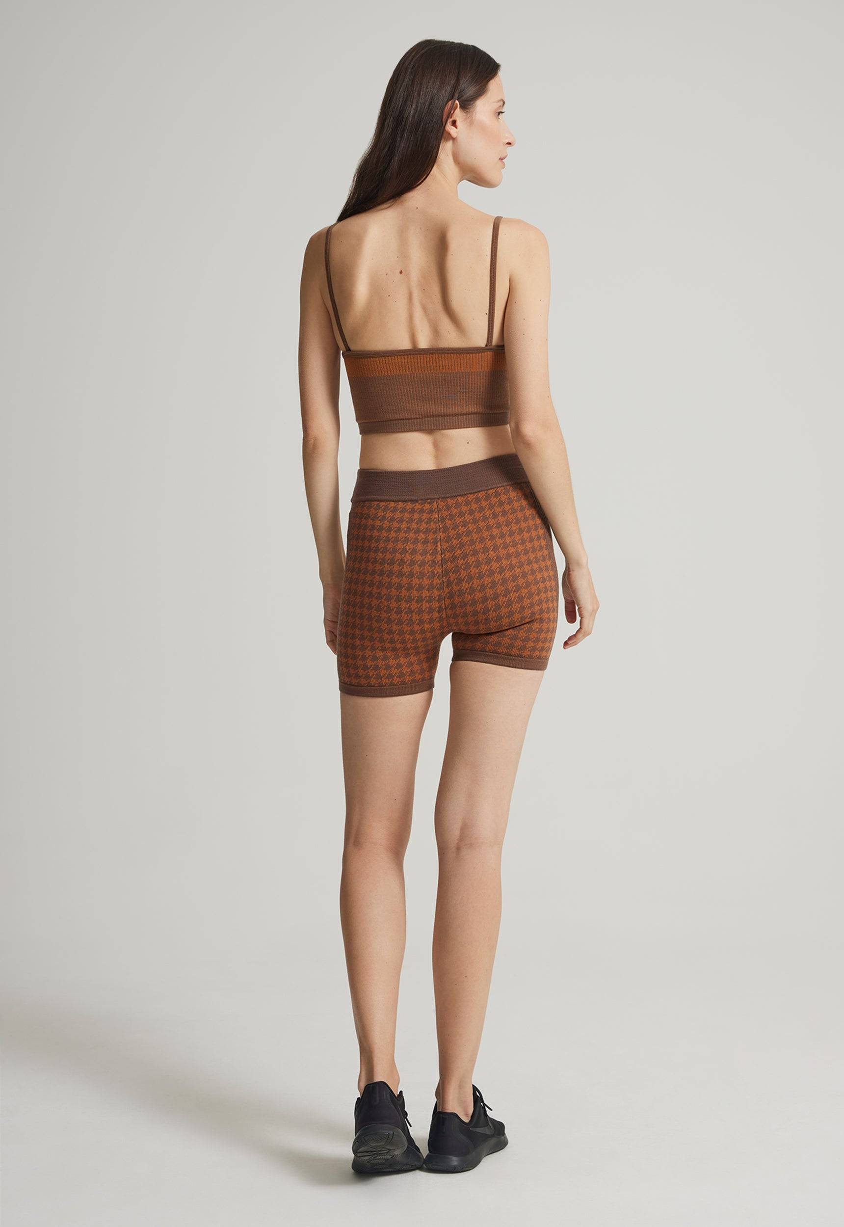Jac+Jack NAGNATA CHECKED OUT KNIT SHORT in Cacao/Bronze